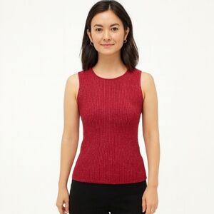 Beaded Silk Blend Round Neck Ribbed Sweater Tank Gift Love Office Party Preppy